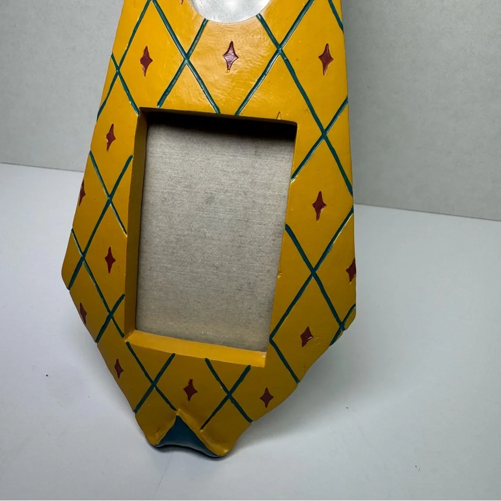 Cute Vintage Neck Tie Wood Picture Frame Yellow Diamond‎ Pattern With 2 Pictures